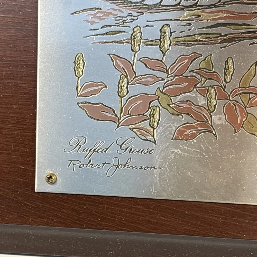 CURRIER & IVES Ruffed Grouse Reed & Barton Silversmith Damascene Metal Etchin 65